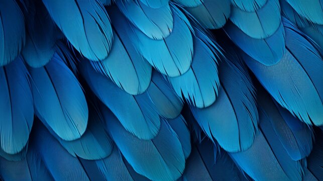 A stunning, high-resolution 8K image capturing the intricate patterns and textures of a hyacinth macaw's feathers up close.