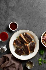 Pork ribs on plate