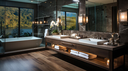 Luxurious master bathroom with a double vanity