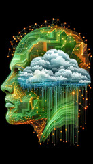 Symbolic Image for Future Cloud and Computer Technologies Wallpaper Brainstorming Background Backdrop Cover Card Digital Art