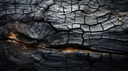 Foto op Plexiglas Brandhout textuur Black old texture and background of burning wood coal, charred wood texture, burnt wood background, and blackened wood grain