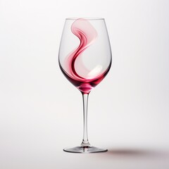 A transparent wine glass with some red wine on light grey background. Concept with copy spave for various use. Generative AI