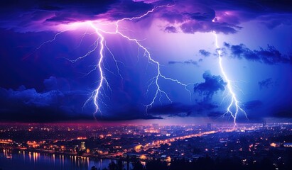 lightning over the city