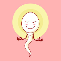 sperm meditate character. sperm and egg human concept