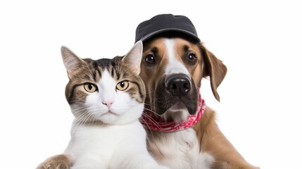 Adorable Canine: a Cute Pet Dog Sitting Playfully Indoors on a White Background generated by AI tool