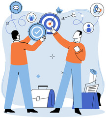 Successful project launch. Vector illustration. A successful business, epitome of determination and smart decisions Project launch startup, exciting embarkation into world of business A development