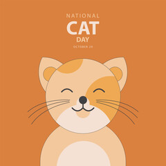 National Cat Day on october 29, With concept a cute cat abstract vector illustration and text isolated on color background for commemorate and celebrate National Cat Day.