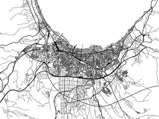 Vector road map of the city of  Aomori in Japan with black roads on a white background. 4:3 aspect ratio.