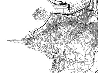 Vector road map of the city of  Futtsu in Japan with black roads on a white background. 4:3 aspect ratio.