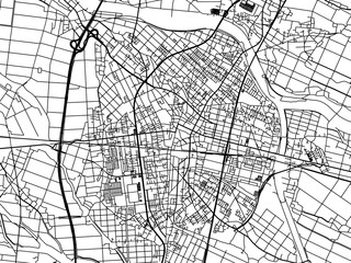 Vector road map of the city of  Furukawa in Japan with black roads on a white background. 4:3 aspect ratio.