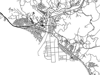 Vector road map of the city of  Hikari in Japan with black roads on a white background. 4:3 aspect ratio.