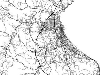 Vector road map of the city of  Himimachi in Japan with black roads on a white background. 4:3 aspect ratio.