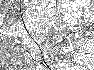 Vector road map of the city of  Iwatsuki in Japan with black roads on a white background. 4:3 aspect ratio.