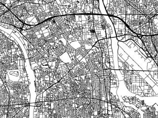 Vector road map of the city of  Itami in Japan with black roads on a white background. 4:3 aspect ratio.