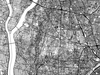 Fototapeta premium Vector road map of the city of Inazawa in Japan with black roads on a white background. 4:3 aspect ratio.
