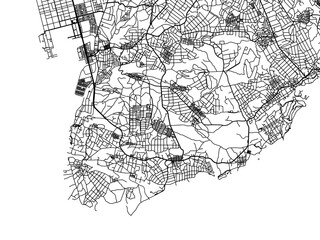 Vector road map of the city of  Itoman in Japan with black roads on a white background. 4:3 aspect ratio.