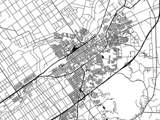 Vector road map of the city of  Iwamizawa in Japan with black roads on a white background. 4:3 aspect ratio.