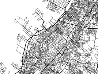 Fototapeta na wymiar Vector road map of the city of Izumiotsu in Japan with black roads on a white background. 4:3 aspect ratio.