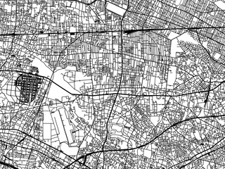 Vector road map of the city of  Kamirenjaku in Japan with black roads on a white background. 4:3 aspect ratio.