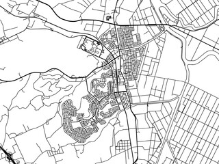 Vector road map of the city of  Kitahiroshima in Japan with black roads on a white background. 4:3 aspect ratio.