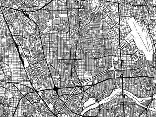 Obraz premium Vector road map of the city of Kitanagoya in Japan with black roads on a white background. 4:3 aspect ratio.