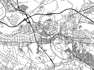 Obraz premium Vector road map of the city of Miki in Japan with black roads on a white background. 4:3 aspect ratio.