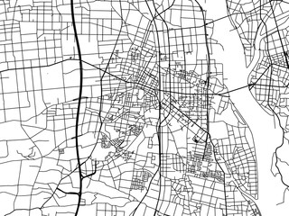Fototapeta na wymiar Vector road map of the city of Mizusawa in Japan with black roads on a white background. 4:3 aspect ratio.