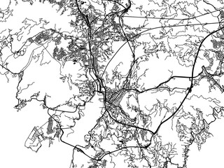 Obraz premium Vector road map of the city of Nagasaki in Japan with black roads on a white background. 4:3 aspect ratio.