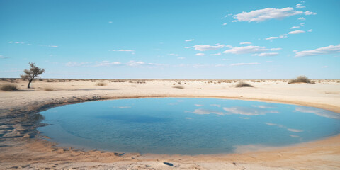 Lake in desert mirage