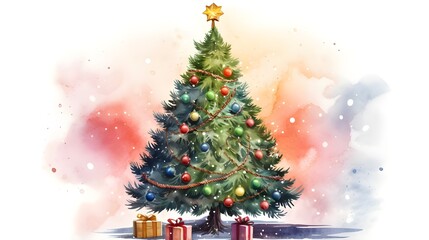 Christmas tree with gifts and star on top