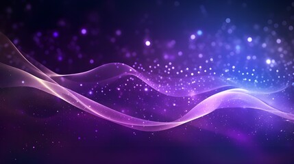 Fototapeta premium Abstract Purple and Blue Gradient Background with Glowing Waves and Sparkling Particles