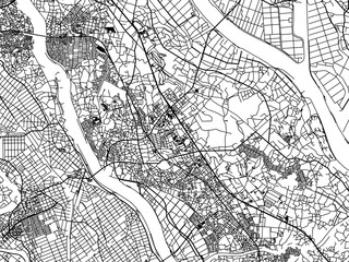 Naklejka premium Vector road map of the city of Noda in Japan with black roads on a white background. 4:3 aspect ratio.