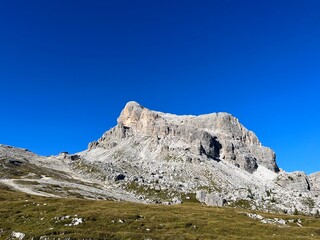 Fototapeta na wymiar Dolomites Italy panoramic view climbing rocks scenery Alps Alpine