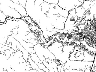 Vector road map of the city of  Ome in Japan with black roads on a white background. 4:3 aspect ratio.