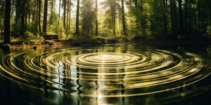 ripples in a lake in the middle of the forest