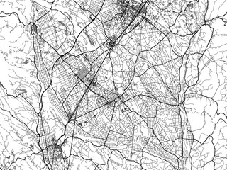 Obraz premium Vector road map of the city of Otawara in Japan with black roads on a white background. 4:3 aspect ratio.