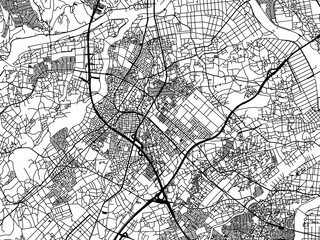 Vector road map of the city of  Sakado in Japan with black roads on a white background. 4:3 aspect ratio.