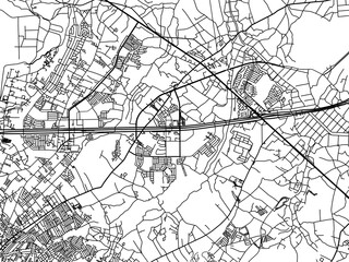 Vector road map of the city of  Shiroi in Japan with black roads on a white background. 4:3 aspect ratio.
