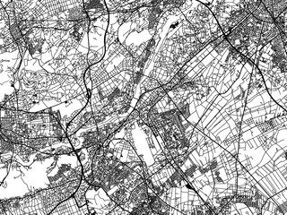 Vector road map of the city of  Sayama in Japan with black roads on a white background. 4:3 aspect ratio.