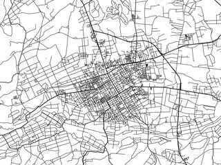 Vector road map of the city of  Towada in Japan with black roads on a white background. 4:3 aspect ratio.