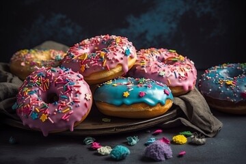 Fototapeta na wymiar Tasty donuts .AI Generated