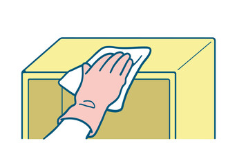 棚掃除をする手のシンプルなイラスト