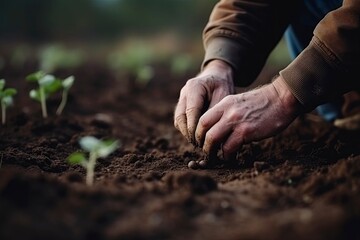 Planting small plant.AI Generated