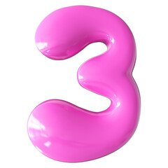 Bubble Number 3 Pink