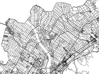 Vector road map of the city of  Yasu in Japan with black roads on a white background. 4:3 aspect ratio.