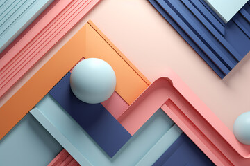 Obraz premium Abstract Geometric Background in Pastel Colors, 3D Art, Wallpaper, Backdrop