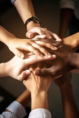 Group of Diverse Hands Together Joining Concept Teamwork. AI Generated
