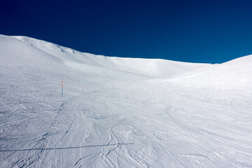 Breathtaking scenery on the snowy slopes of Vasilitsa ski center, Grevena, Greece