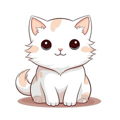 Fototapeta premium Cute Kawaii cat clipart icon white background.