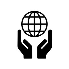 World care icon.vector hand holding globe